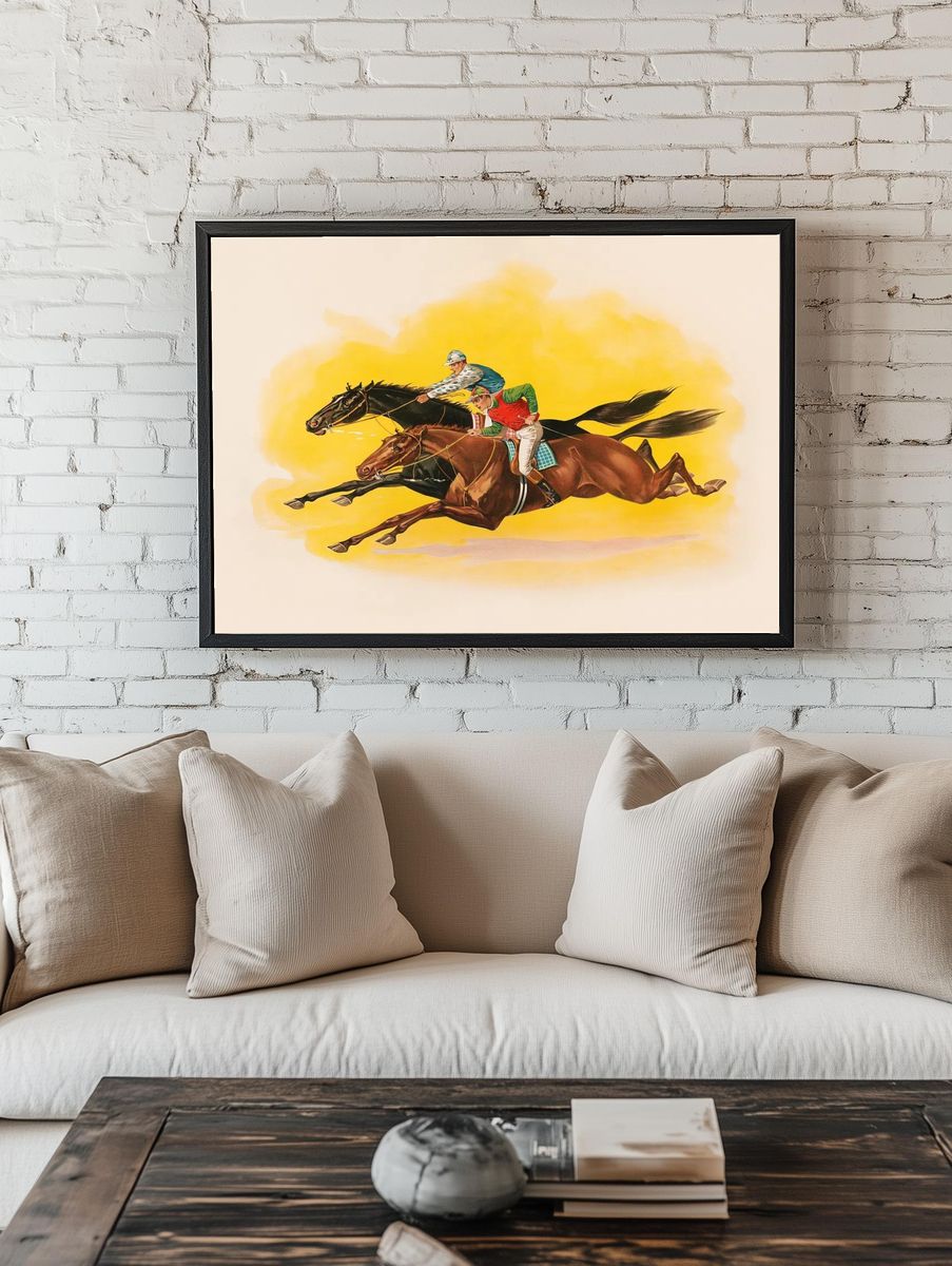 Horse Racing Vintage Print. — room view 1