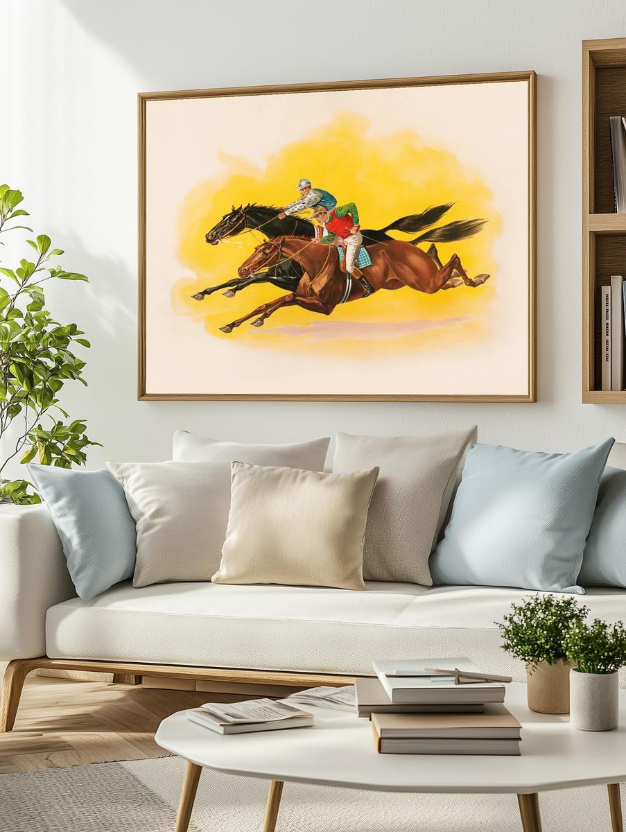 Horse Racing Vintage Print. — room view 2