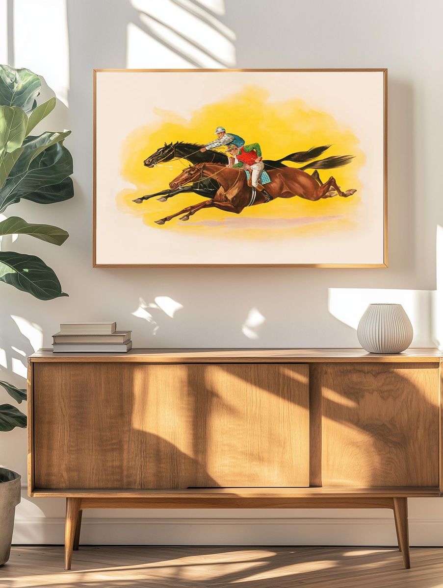 Horse Racing Vintage Print. — room view 3