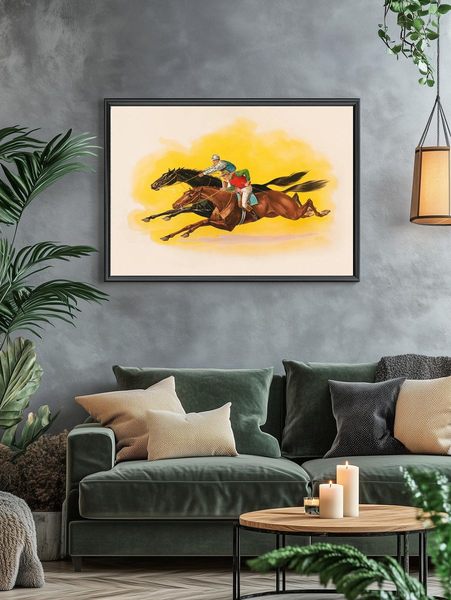 Horse Racing Vintage Print. — room view 4