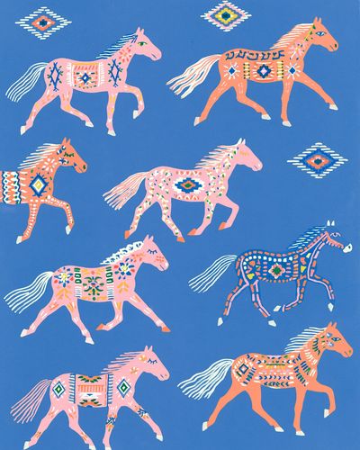 Decorative Horses Illustration Poster. poster