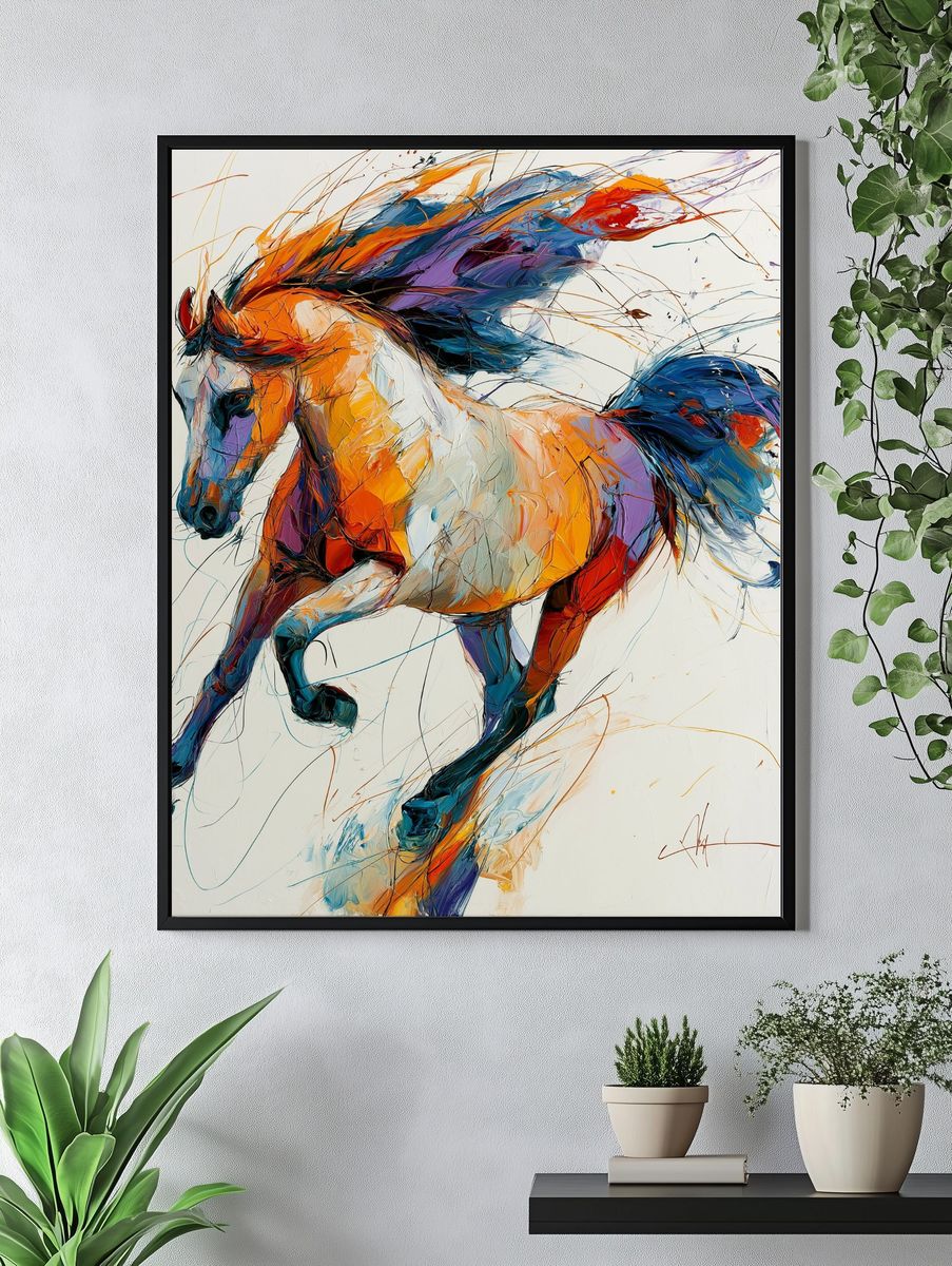 Galloping Horse Abstract Poster. — room view 4