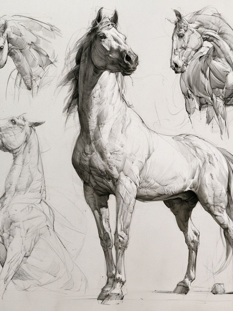Horse Sketch Illustration Print. poster — animals art