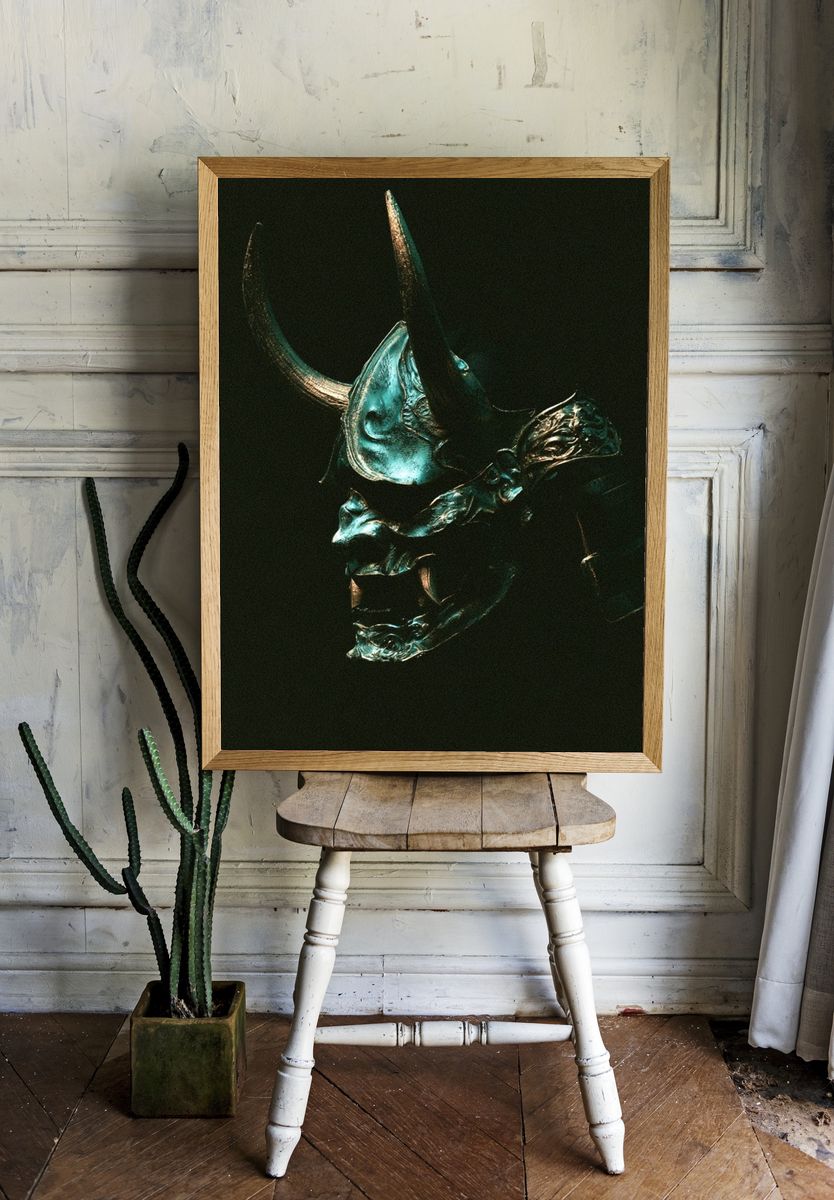 Horned Skull Dark Fantasy Print. room preview