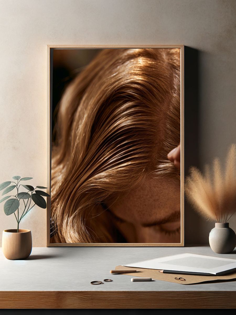 Hair Styling Close-Up Photography Poster. — room view 2