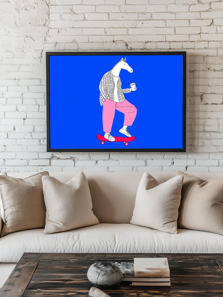 Horse Skateboard Illustration Poster. room preview