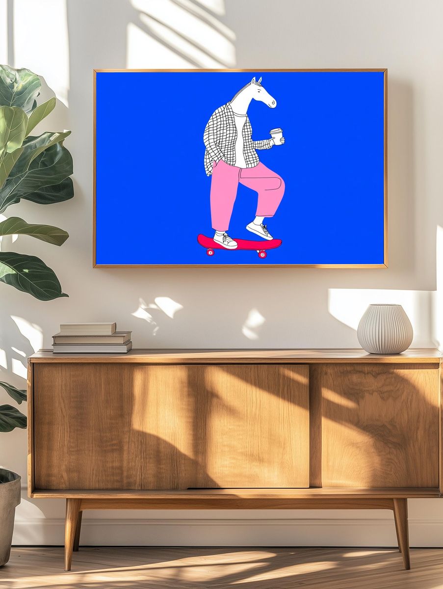Horse Skateboard Illustration Poster. — room view 3