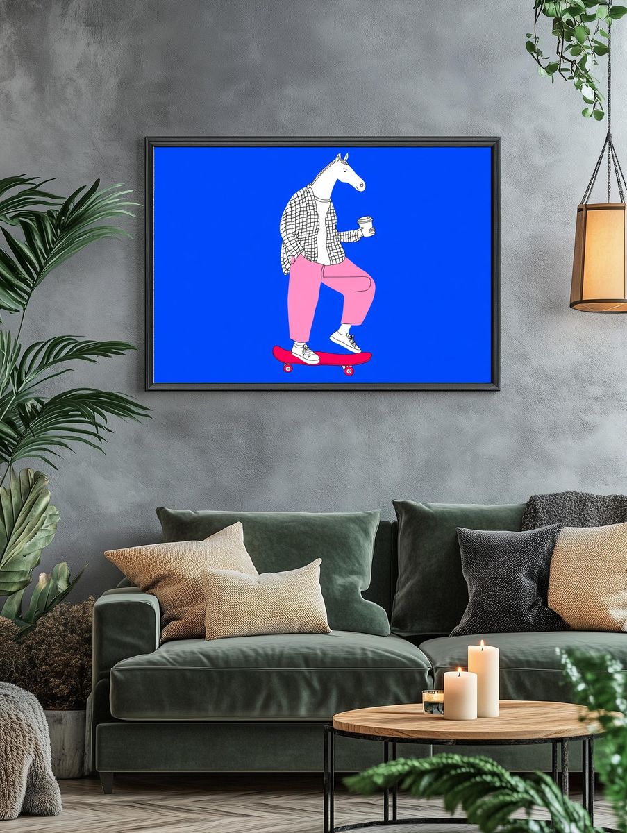 Horse Skateboard Illustration Poster. — room view 4