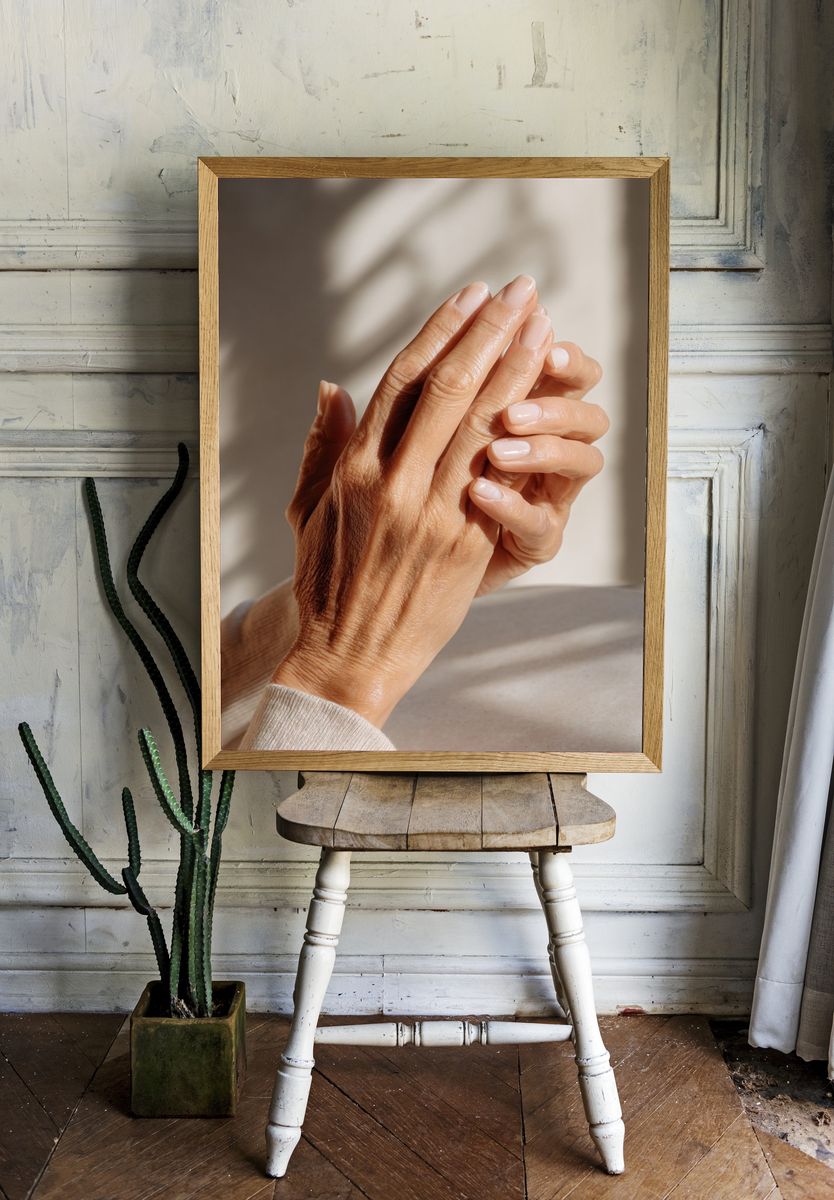 Hands in Soft Light Photography Poster. — room view 1