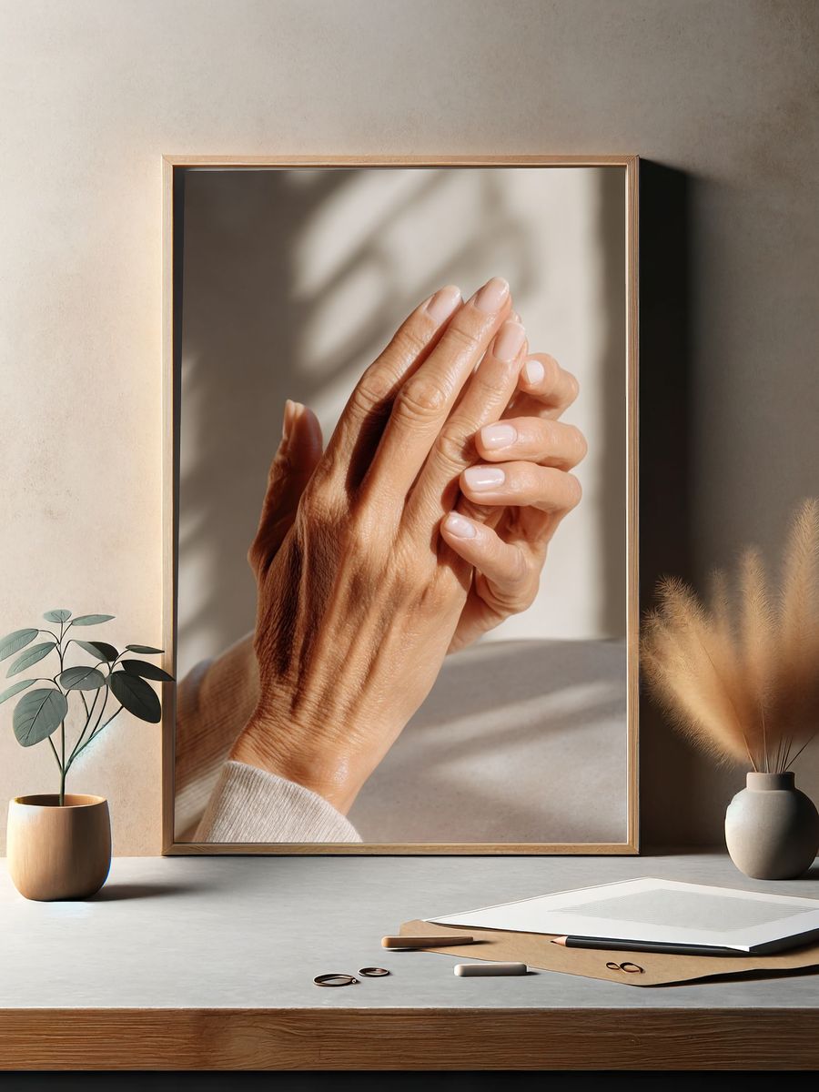 Hands in Soft Light Photography Poster. — room view 2
