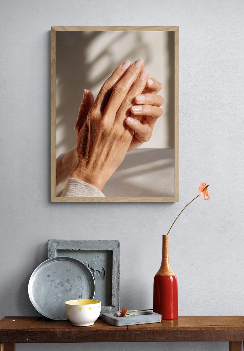 Hands in Soft Light Photography Poster. — room view 3