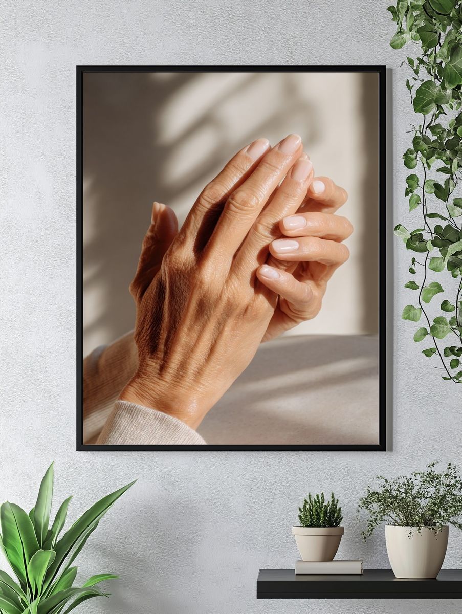 Hands in Soft Light Photography Poster. — room view 4