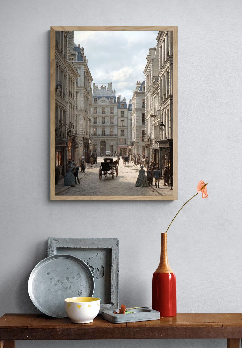 Historic Street Scene — Vintage Print. — room view 3