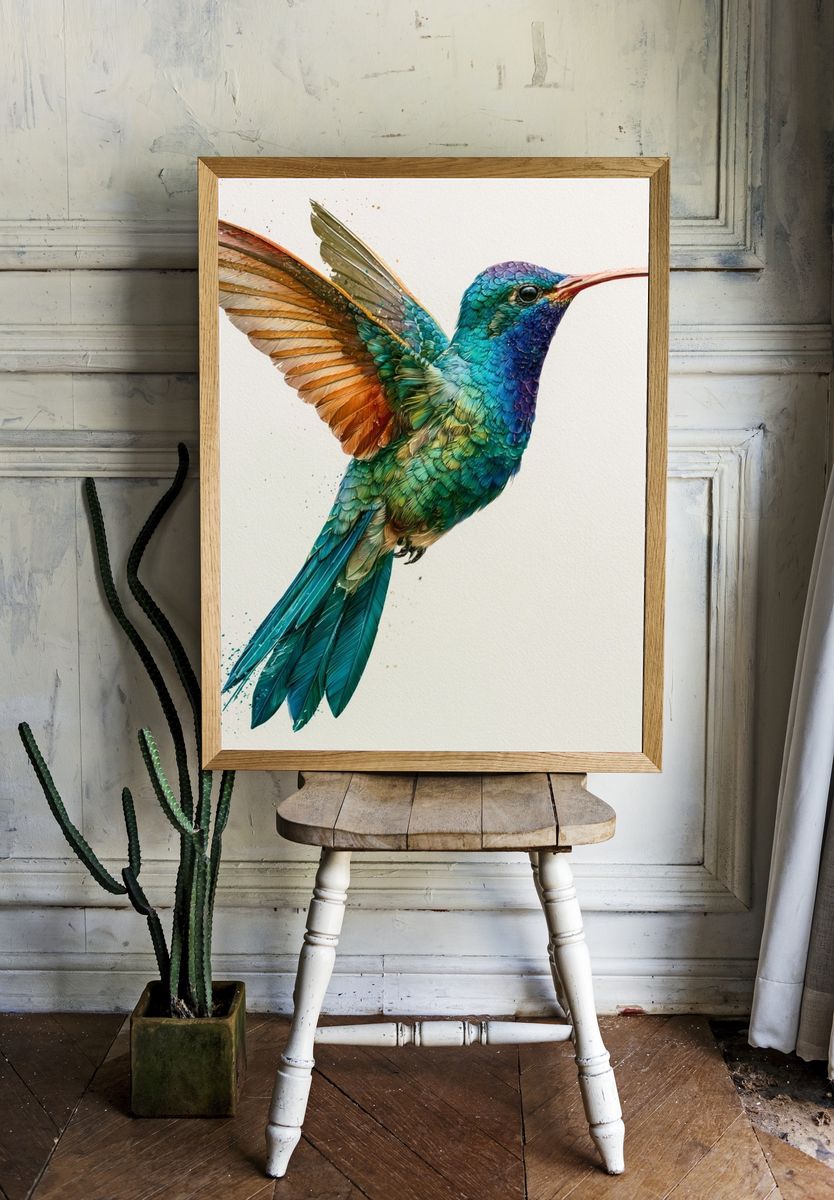 Hummingbird Watercolor Poster. room preview