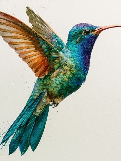 Hummingbird Watercolor Poster.