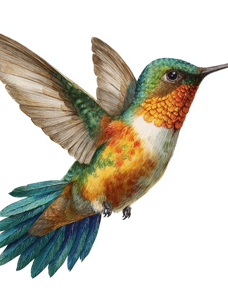 Colorful Hummingbird Illustration Poster. poster — illustration art