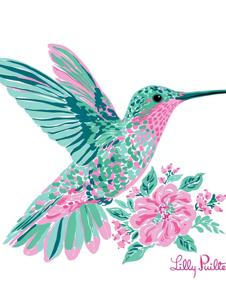Hummingbird Floral Illustration Poster. poster — illustration art