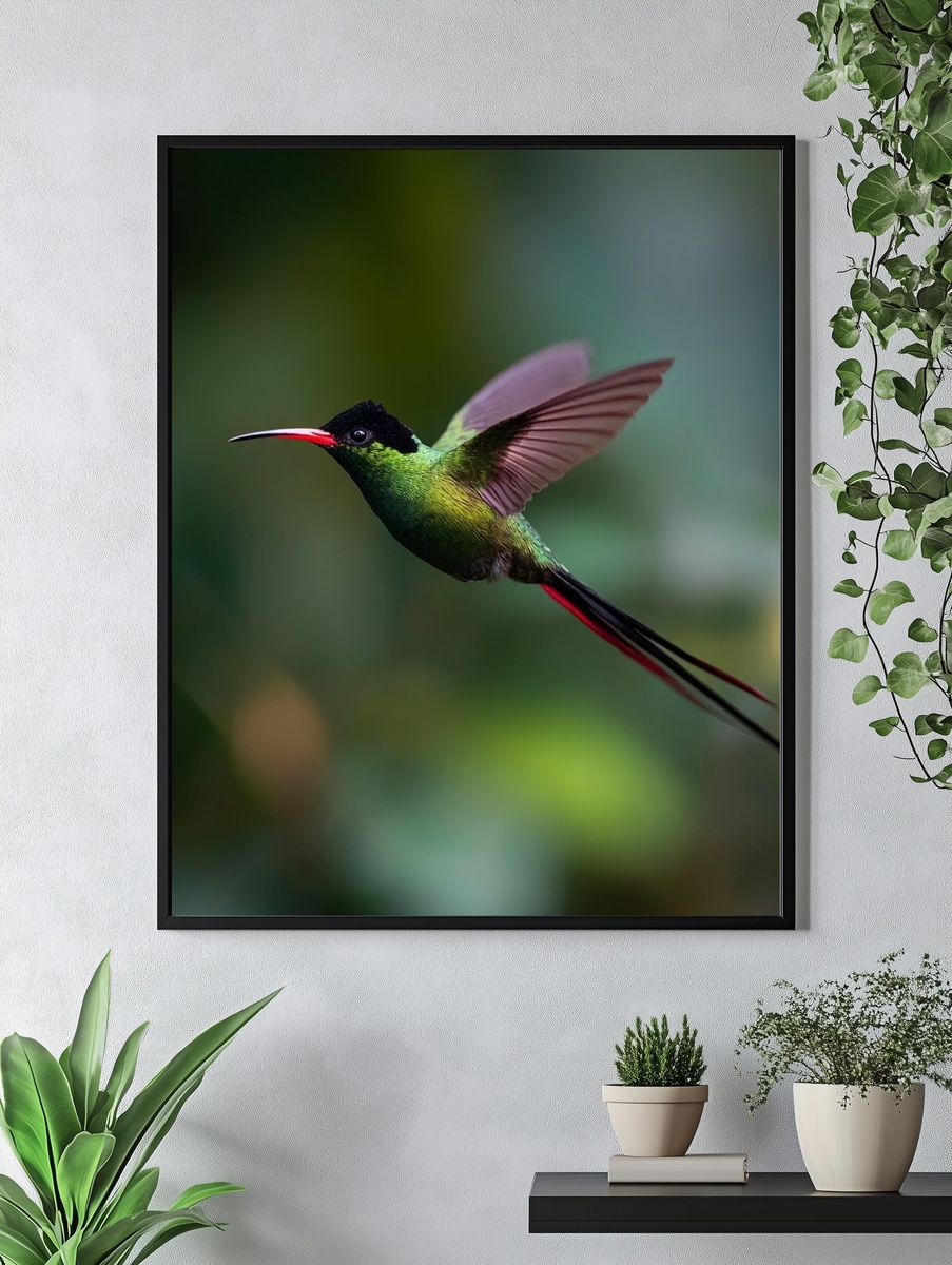 Hummingbird in Flight Photography Poster. — room view 4