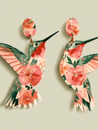 Floral Hummingbirds Illustration Poster. poster