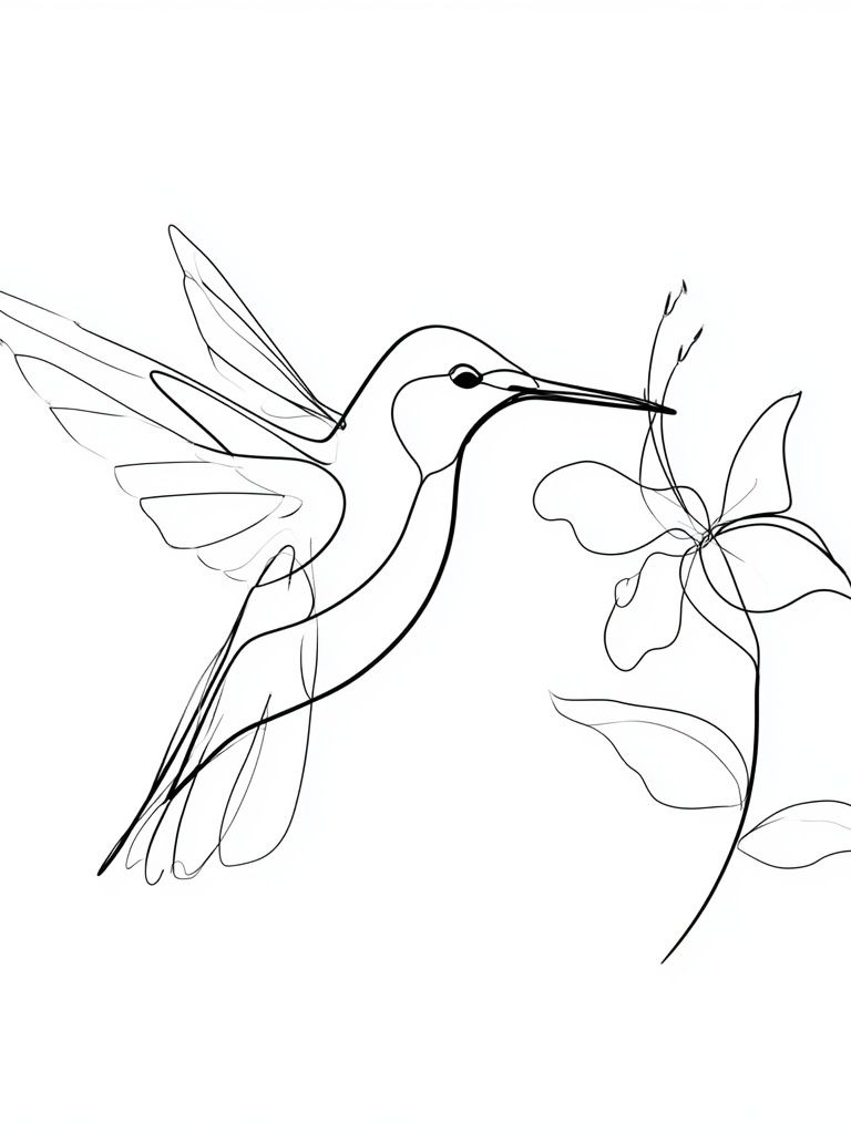 Hummingbird Line Art Poster. poster — illustration art