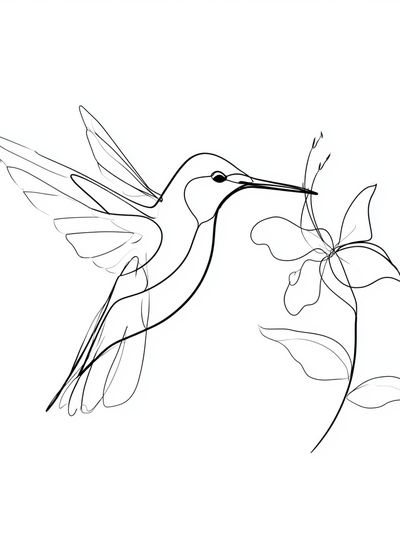 Hummingbird Line Art Poster.