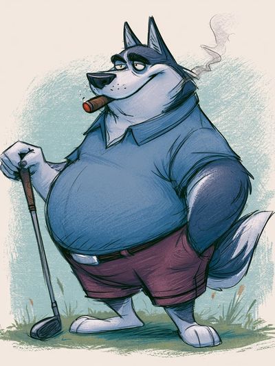 Cool Husky Golf Illustration Poster. poster