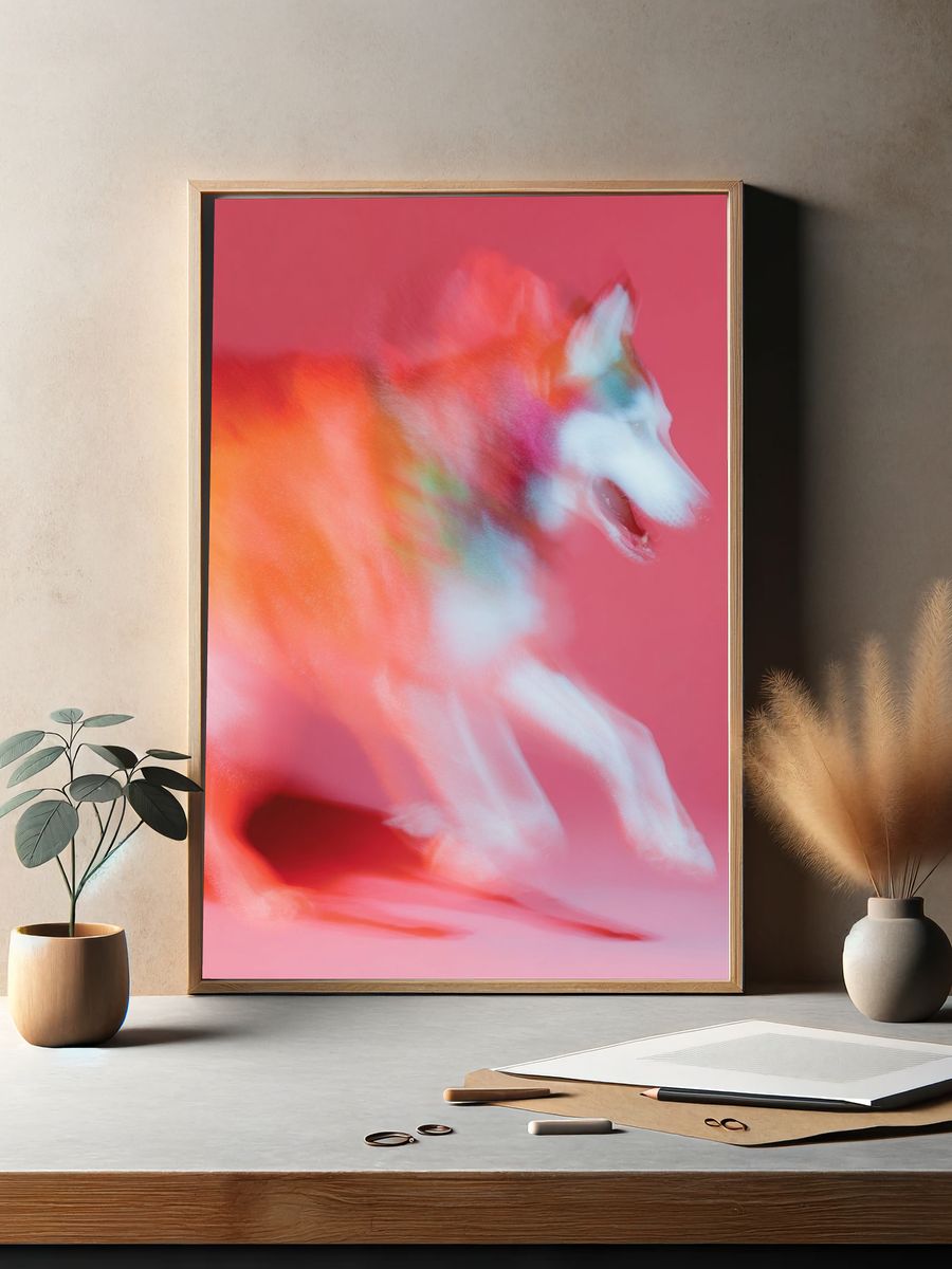 Colorful Husky Dog Poster. — room view 2
