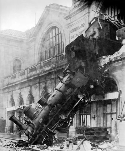 Historic Train Wreck — Black and White Print