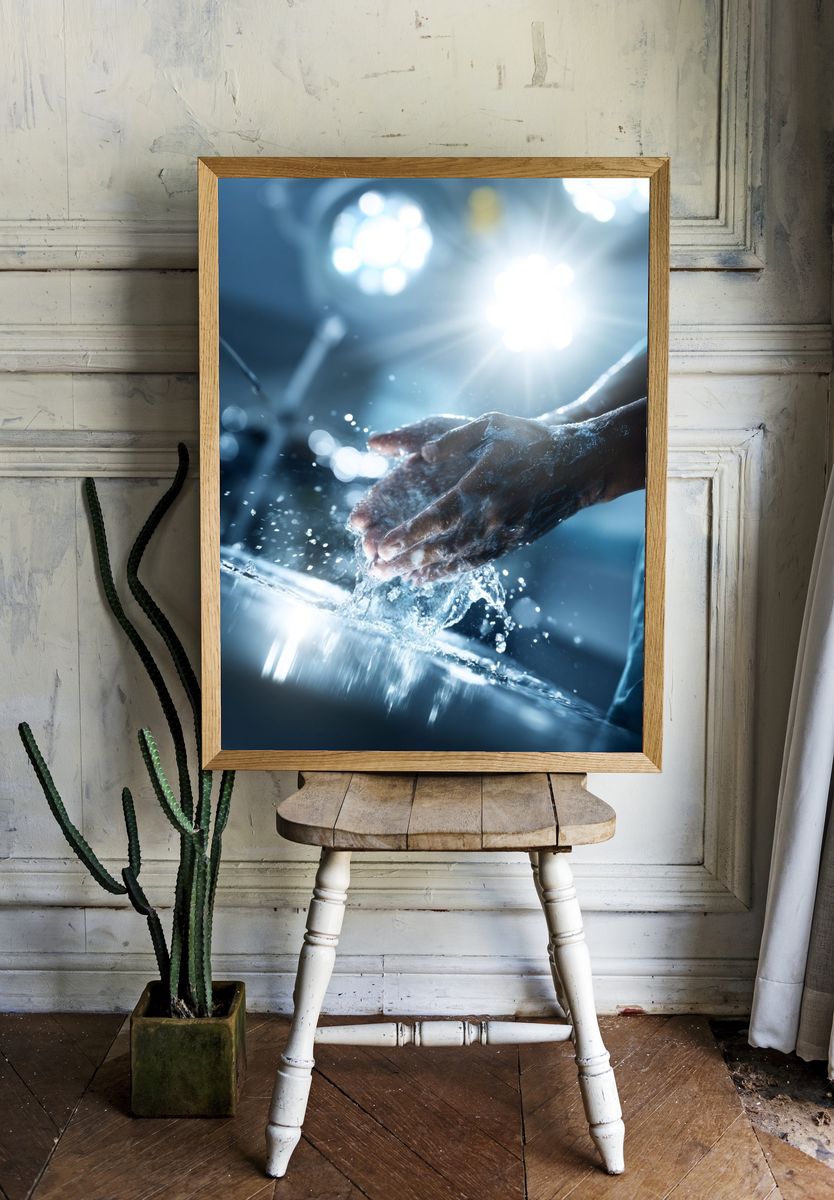 Handwashing Splash Photography Poster. — room view 1