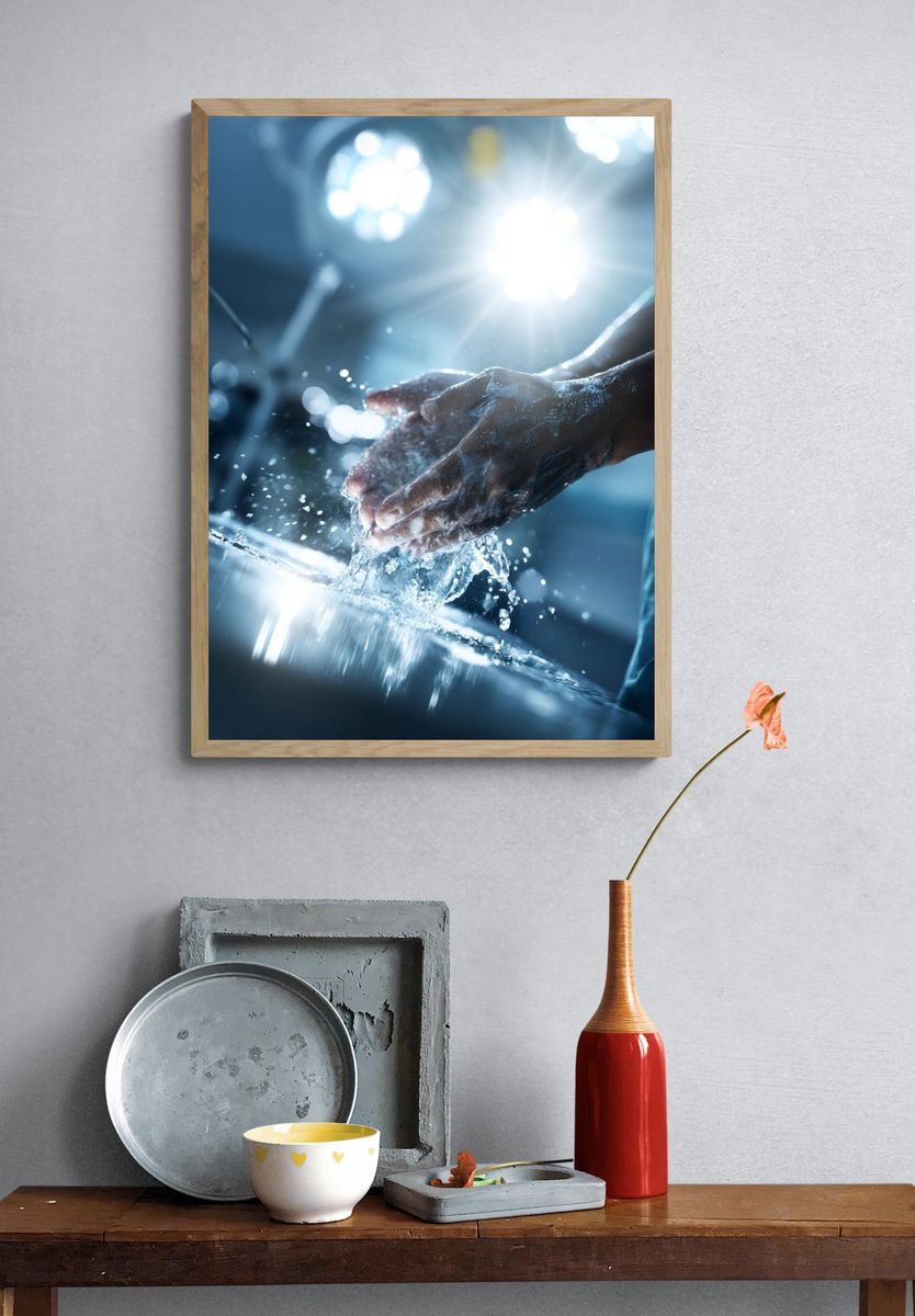 Handwashing Splash Photography Poster. — room view 3