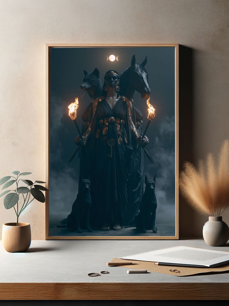 Hecate and Wolves Dark Fantasy Poster. — room view 2