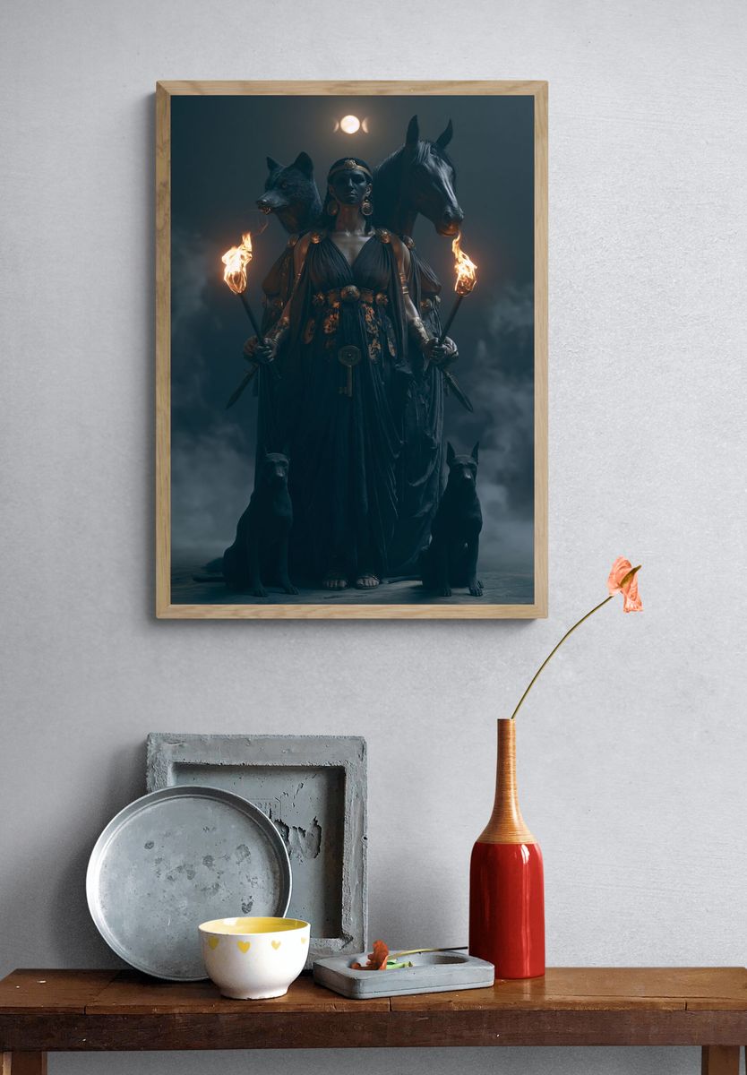 Hecate and Wolves Dark Fantasy Poster. — room view 3