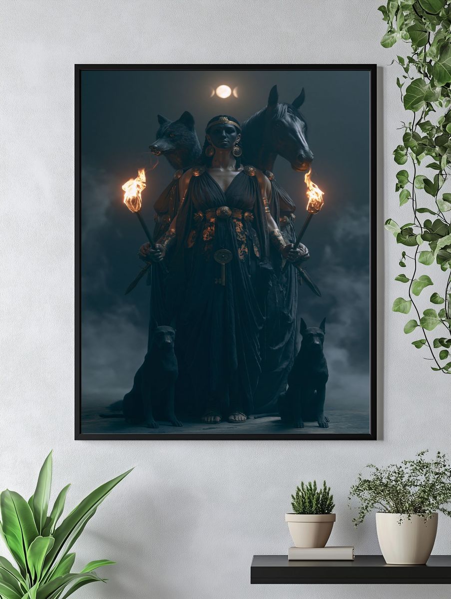 Hecate and Wolves Dark Fantasy Poster. — room view 4