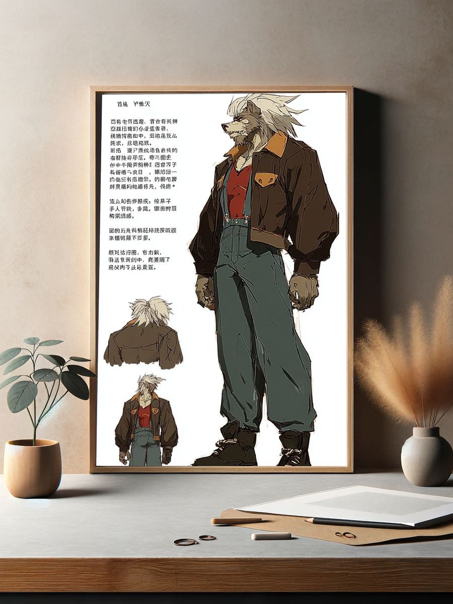 Anthro Wolf Character Illustration Poster. — room view 2