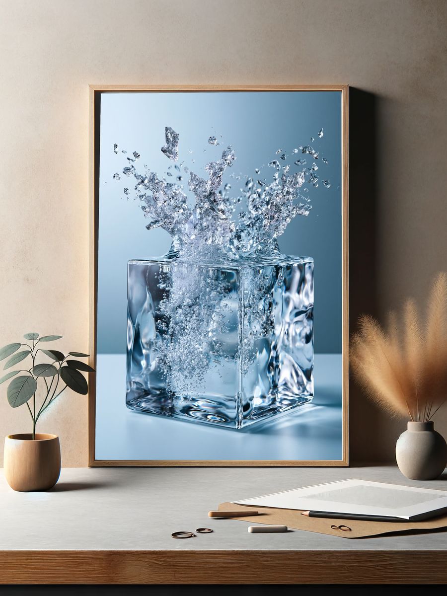 Ice Cube Splash Photography Poster. — room view 2