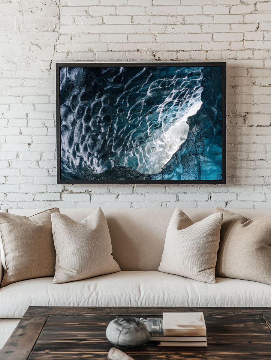 Ice Cave Reflection — Nature Photography Poster. — room view 1