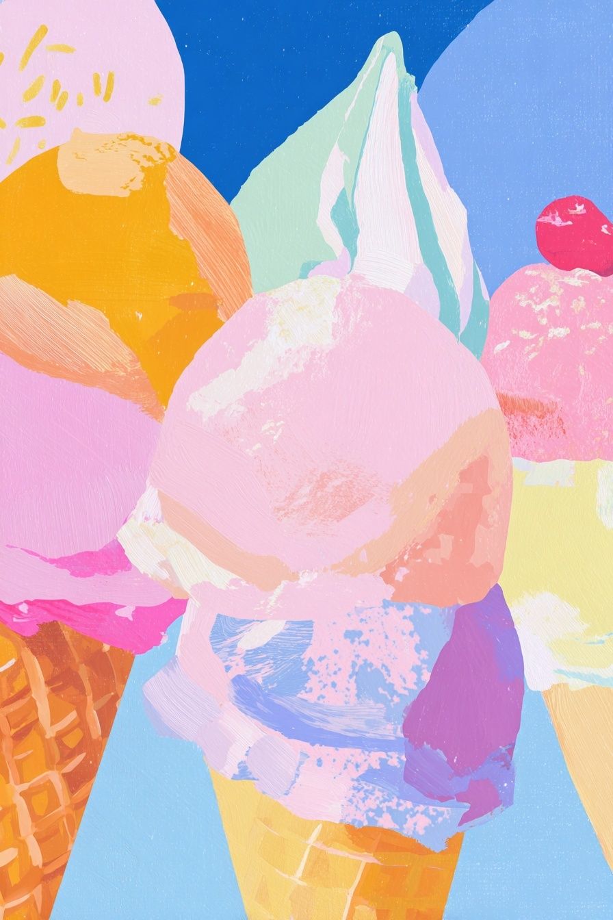 Colorful Ice Cream Cones — Illustration Print. poster detail