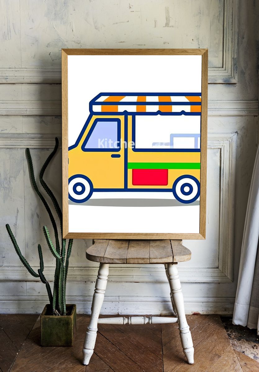 Ice Cream Truck Cartoon Print. room preview