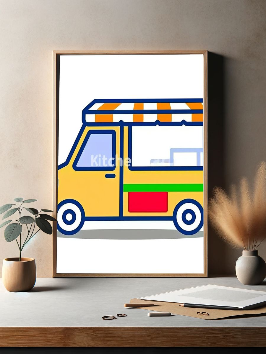 Ice Cream Truck Cartoon Print. — room view 2