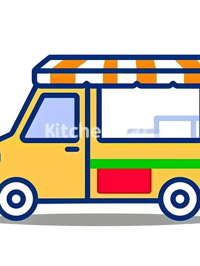 Ice Cream Truck Cartoon Print.
