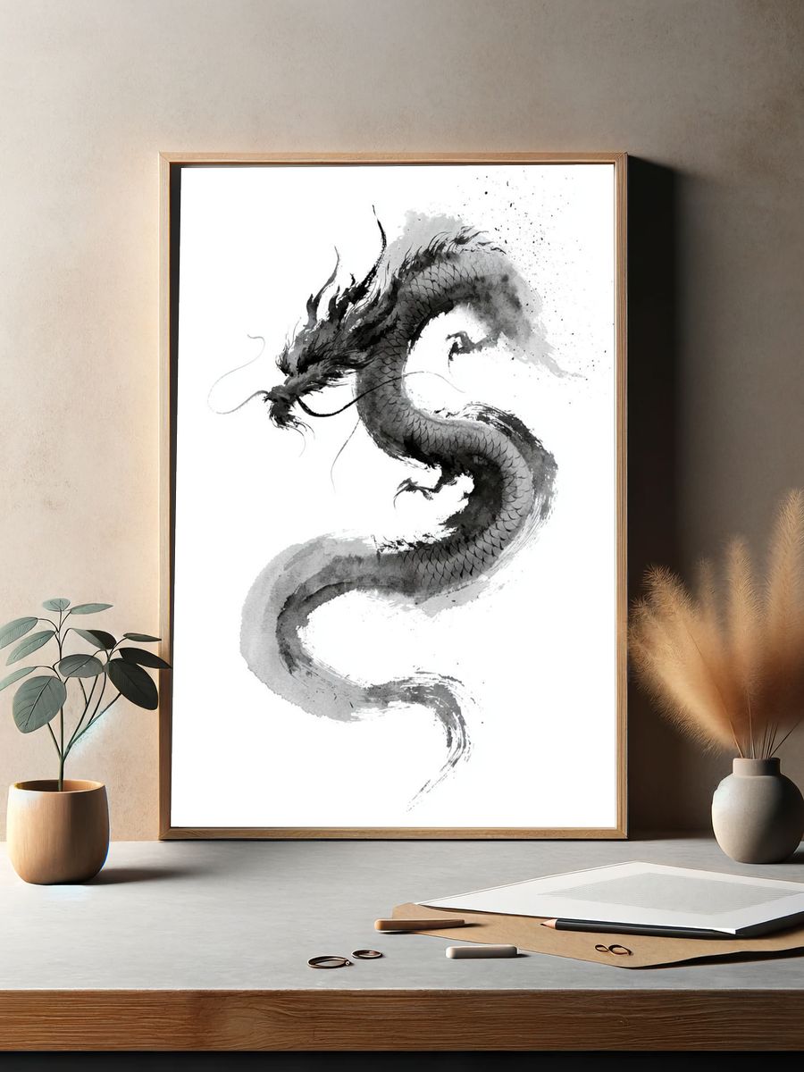 Ink Dragon — Illustration Print. — room view 2