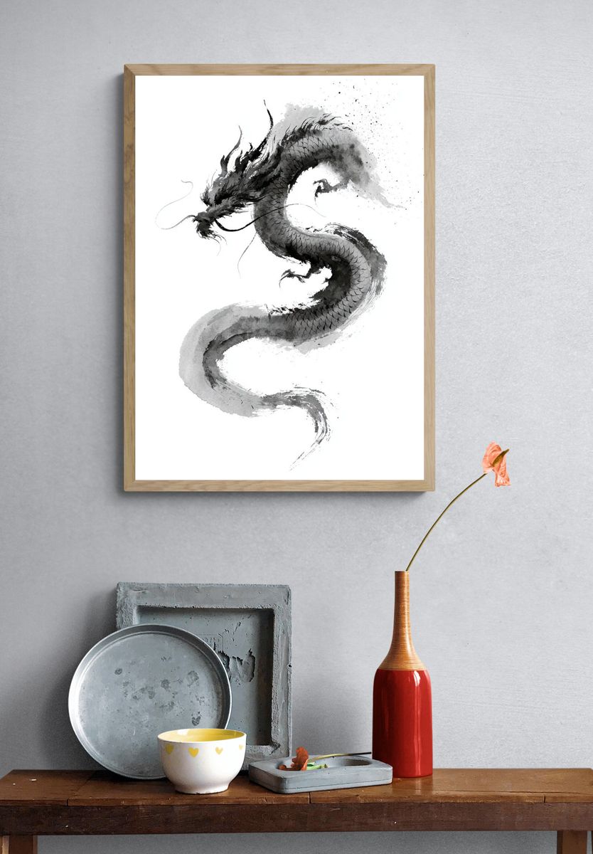 Ink Dragon — Illustration Print. — room view 3