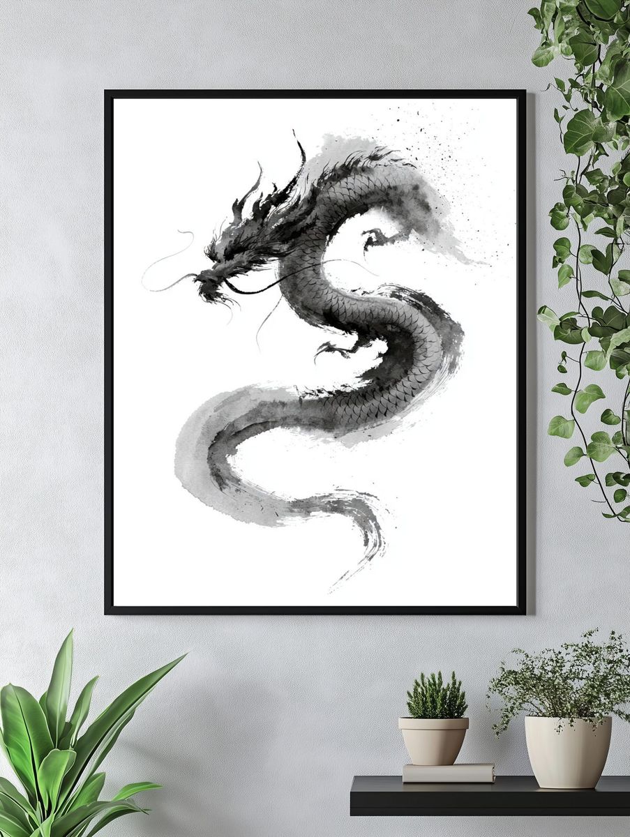 Ink Dragon — Illustration Print. — room view 4