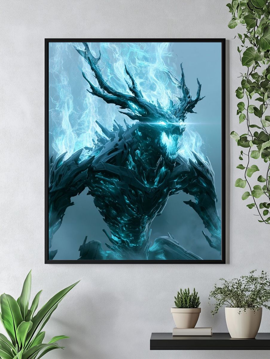 Ice Dragon Digital Art Poster. — room view 4