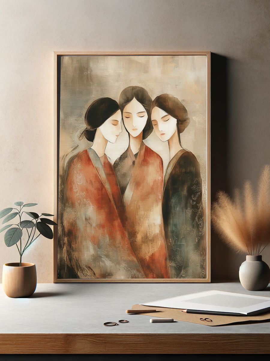 Three Elegant Women — Illustration Print. — room view 2