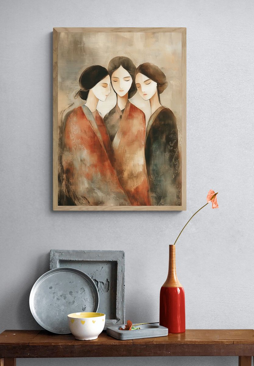 Three Elegant Women — Illustration Print. — room view 3