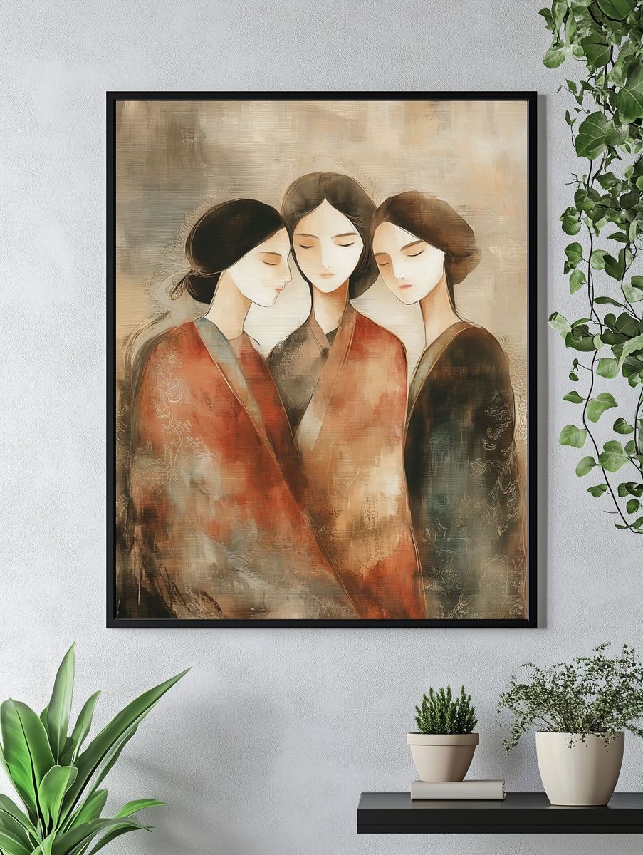 Three Elegant Women — Illustration Print. — room view 4