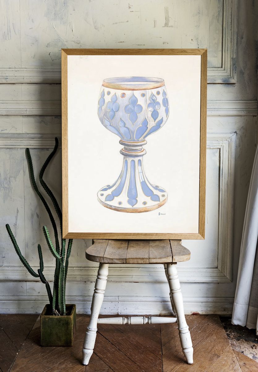 Decorative Blue Goblet — Illustration Print. — room view 1