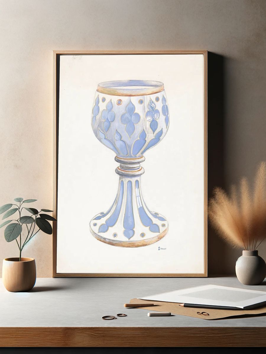 Decorative Blue Goblet — Illustration Print. — room view 2