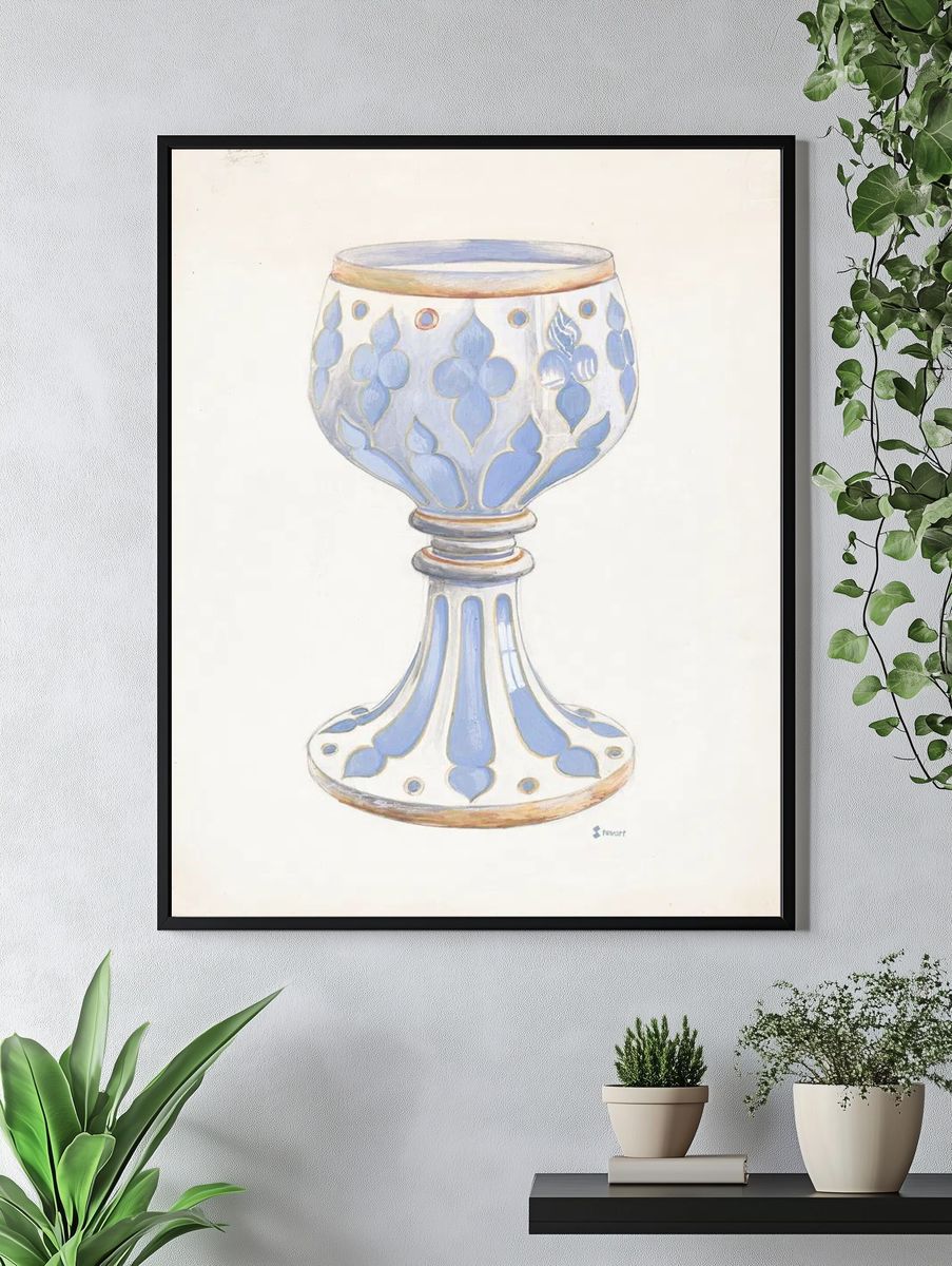 Decorative Blue Goblet — Illustration Print. — room view 4